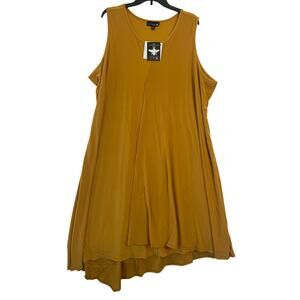 NWT Antthony Originals Gold Flowy Dress 3X A-Line Asymmetrical
